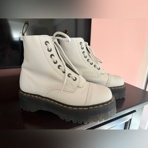 Doc Martens White Platform Lace-Up Combat Boots for Women- WORN ONCE!